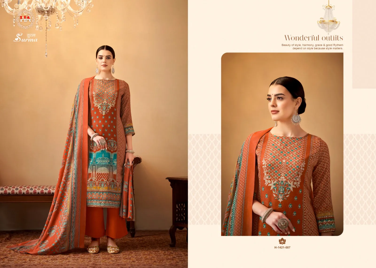 Alok Surma Pashmina Foil Print Designer Winter Wear Salwar Suits (595x8)