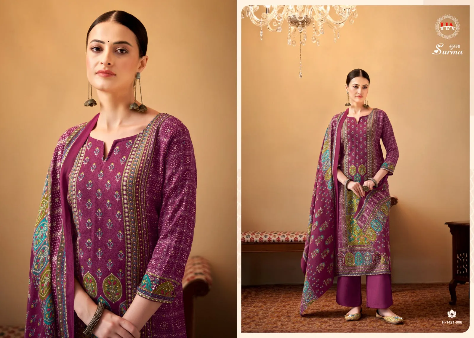 Alok Surma Pashmina Foil Print Designer Winter Wear Salwar Suits (595x8)