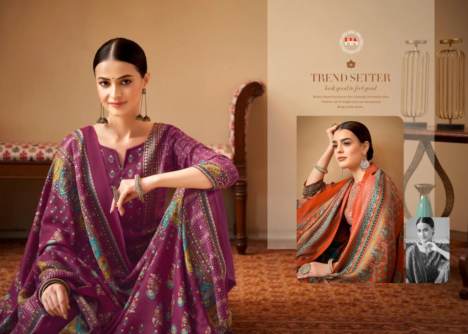 Alok Surma Pashmina Foil Print Designer Winter Wear Salwar Suits (595x8)