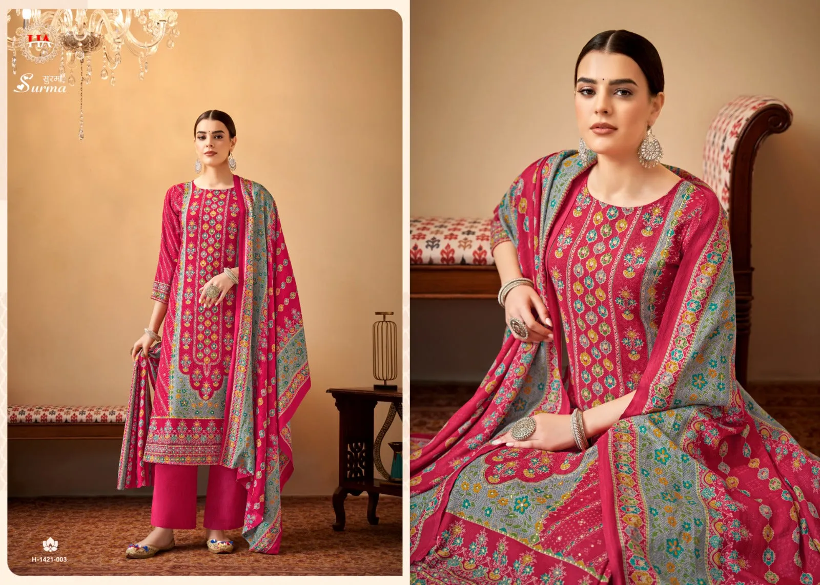 Alok Surma Pashmina Foil Print Designer Winter Wear Salwar Suits (595x8)