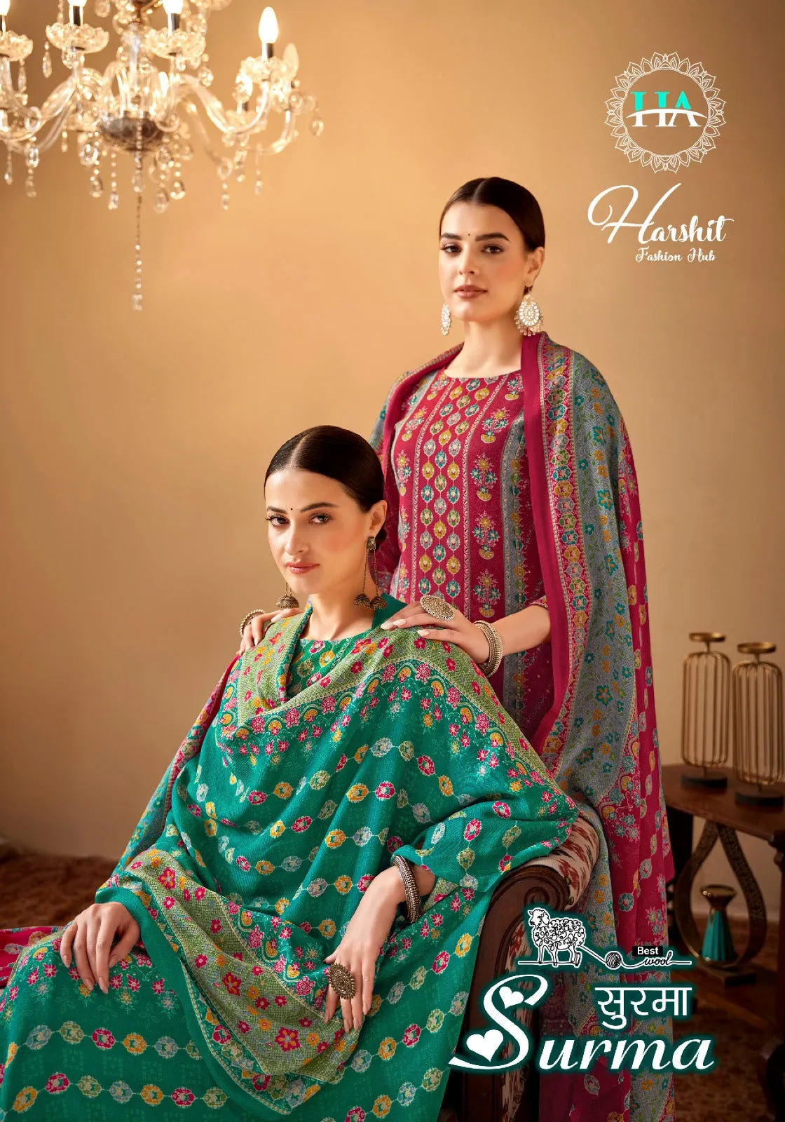 Alok Surma Pashmina Foil Print Designer Winter Wear Salwar Suits (595x8)