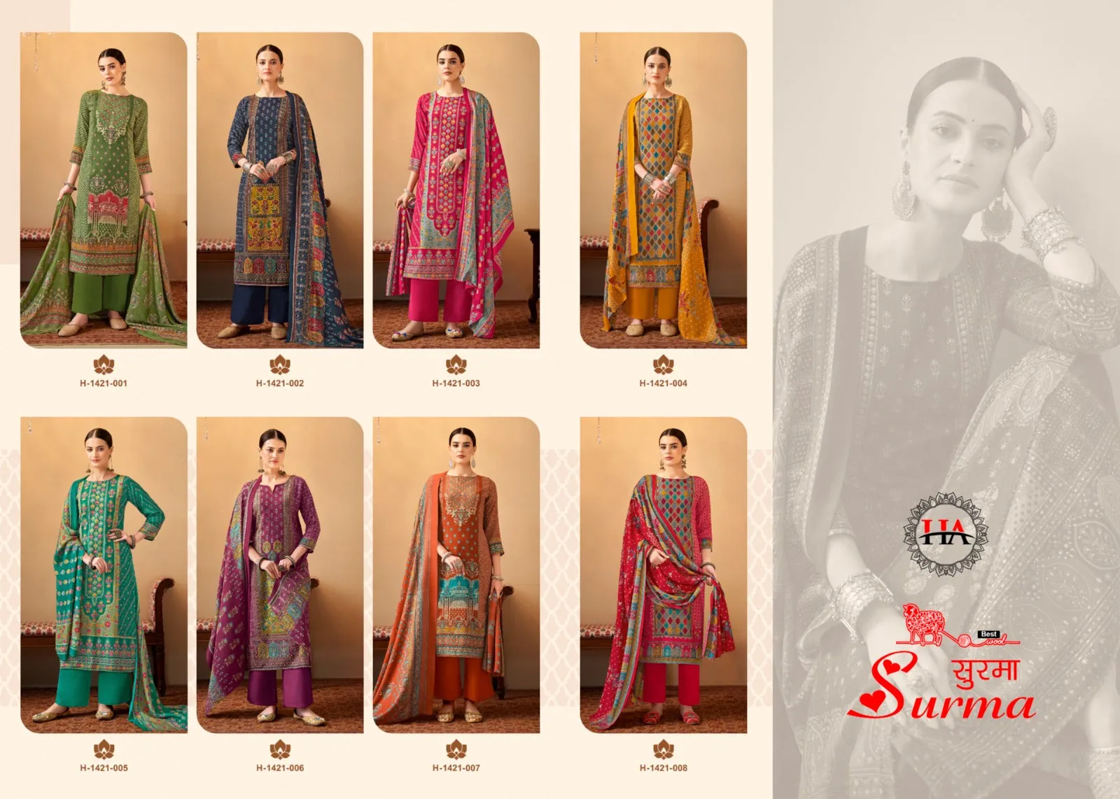 Alok Surma Pashmina Foil Print Designer Winter Wear Salwar Suits (595x8)