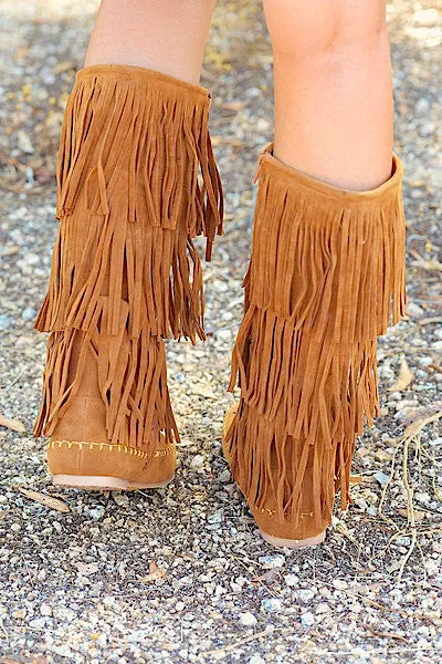 California To Carolina Fringe Boots - Tan