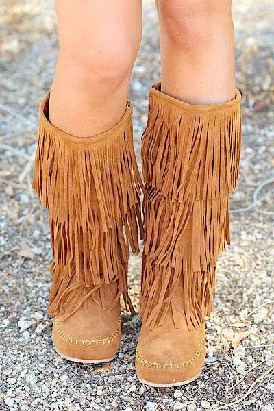 California To Carolina Fringe Boots - Tan