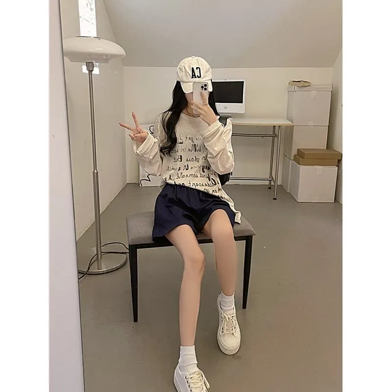 Casual Loose Fit Plus High-Waisted Elastic Waist Shorts