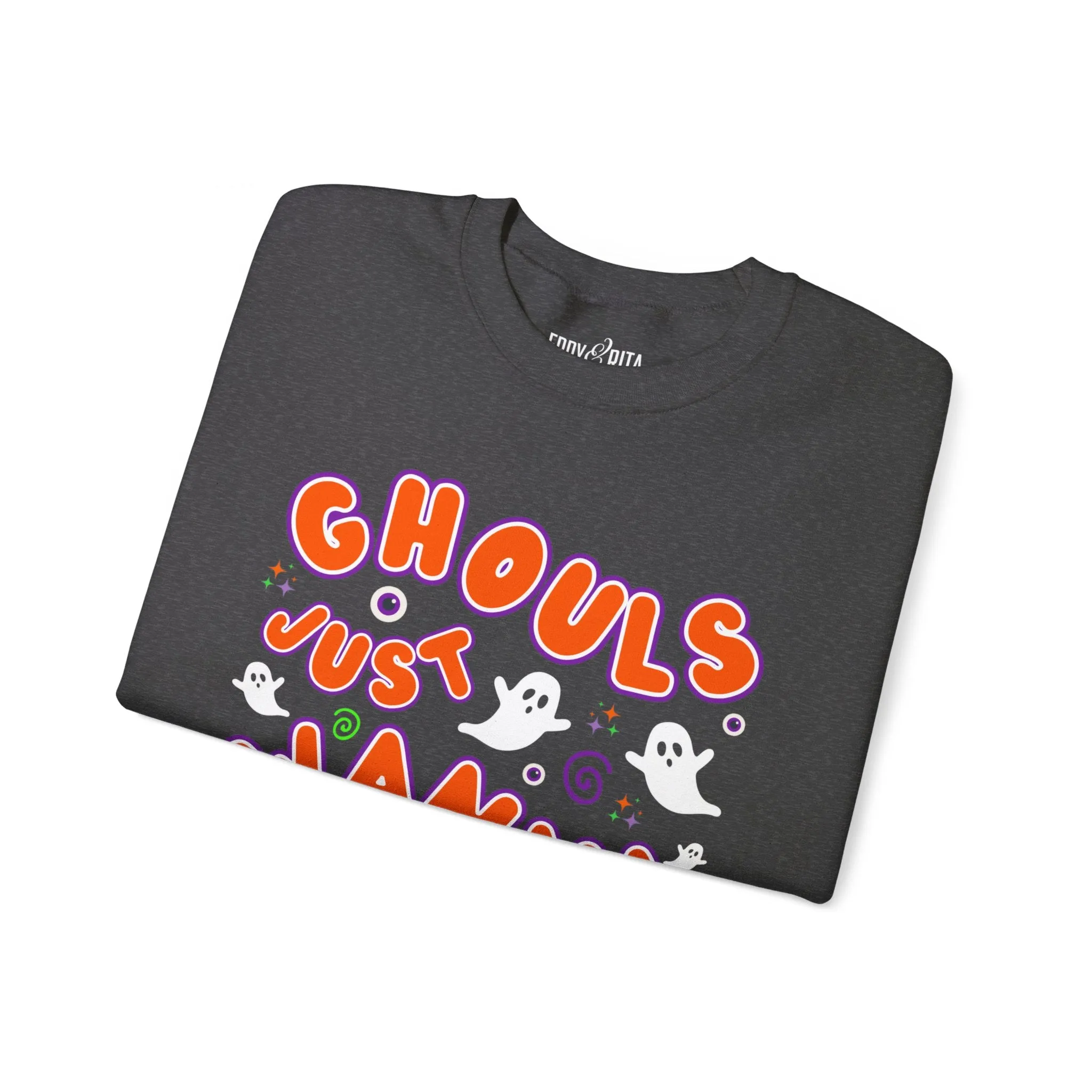 Eddy and Rita Women's Heavy Crewneck Sweatshirt - "Ghouls Just Wanna Have Fun" Halloween Sweater - Cozy, Playful, Spooky Fall Pullover