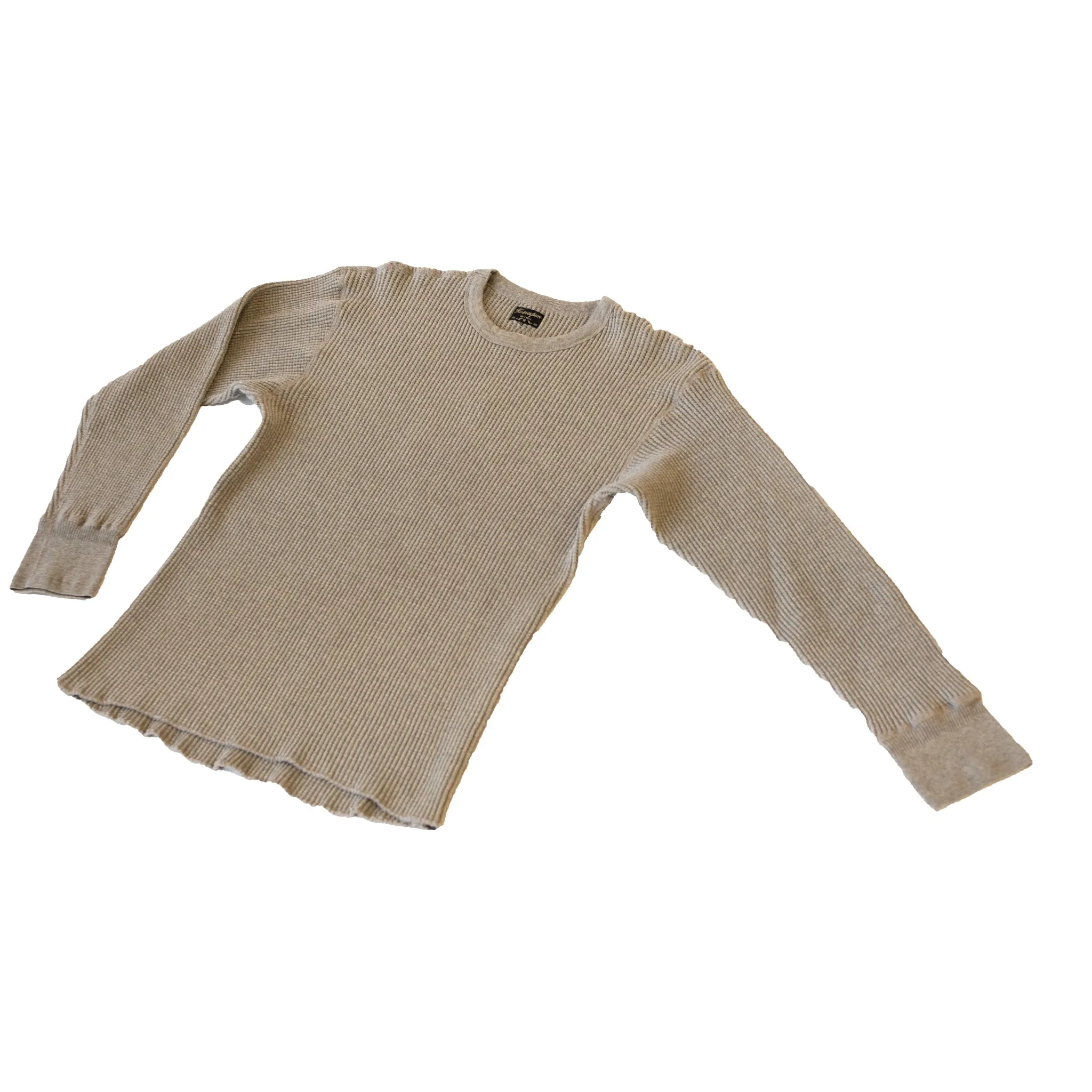 Cozy Homespun Knitwear Crew Thermal Bulky Waffle Sweater in Grey Melange