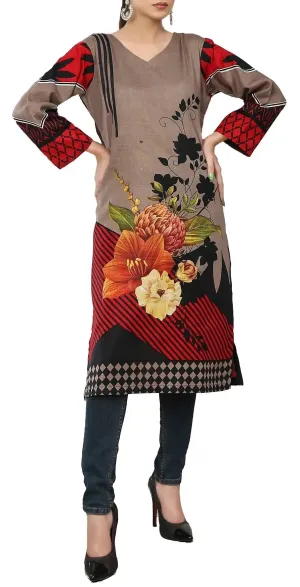 Indian Khaddar Kurtis for Women – Floral & Abstract Printed | IshDeena USA