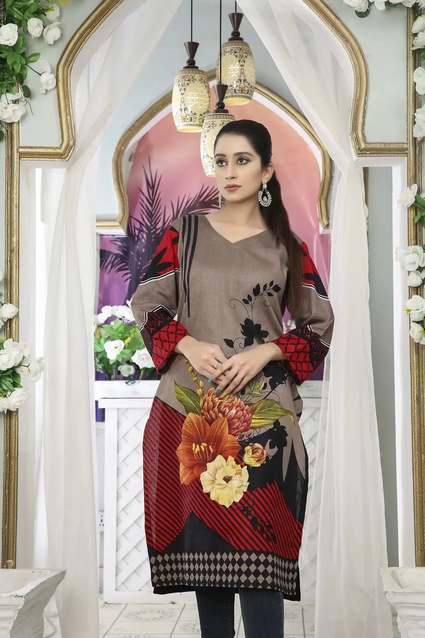 Indian Khaddar Kurtis for Women – Floral & Abstract Printed | IshDeena USA