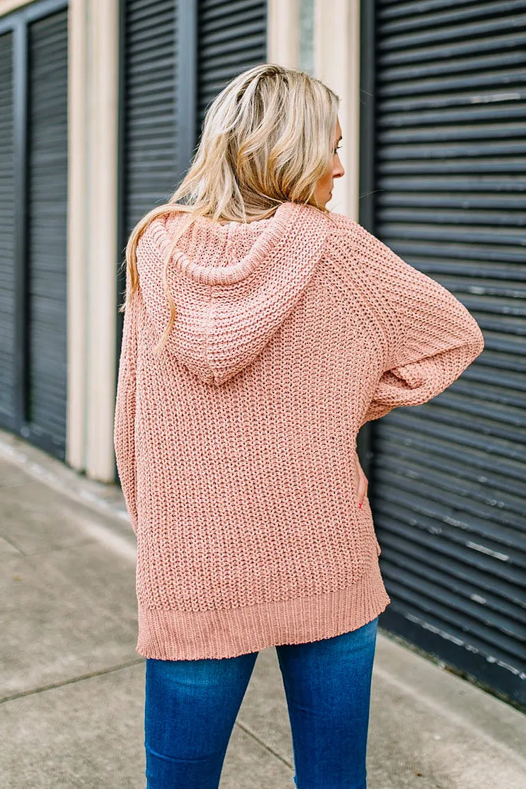 Kourtney Blush Chunky Knit Hoodie | FINAL SALE