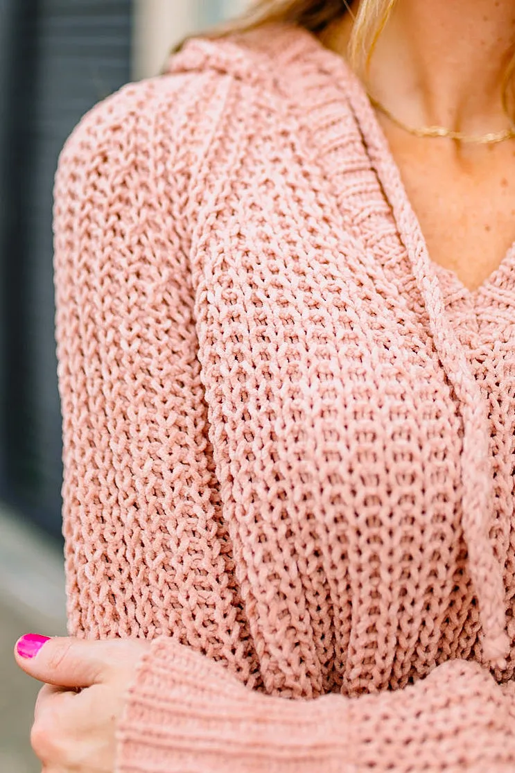 Kourtney Blush Chunky Knit Hoodie | FINAL SALE