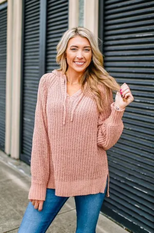 Kourtney Blush Chunky Knit Hoodie | FINAL SALE