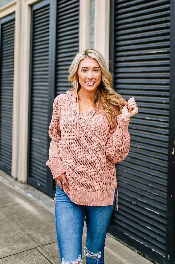 Kourtney Blush Chunky Knit Hoodie | FINAL SALE