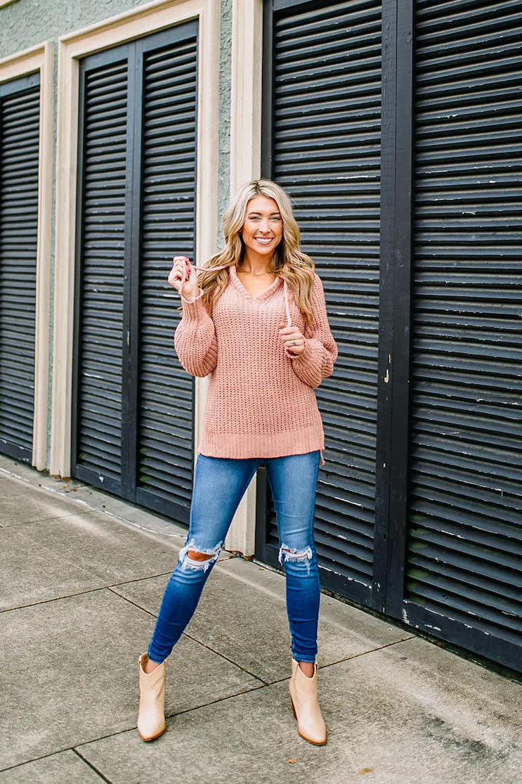 Kourtney Blush Chunky Knit Hoodie | FINAL SALE