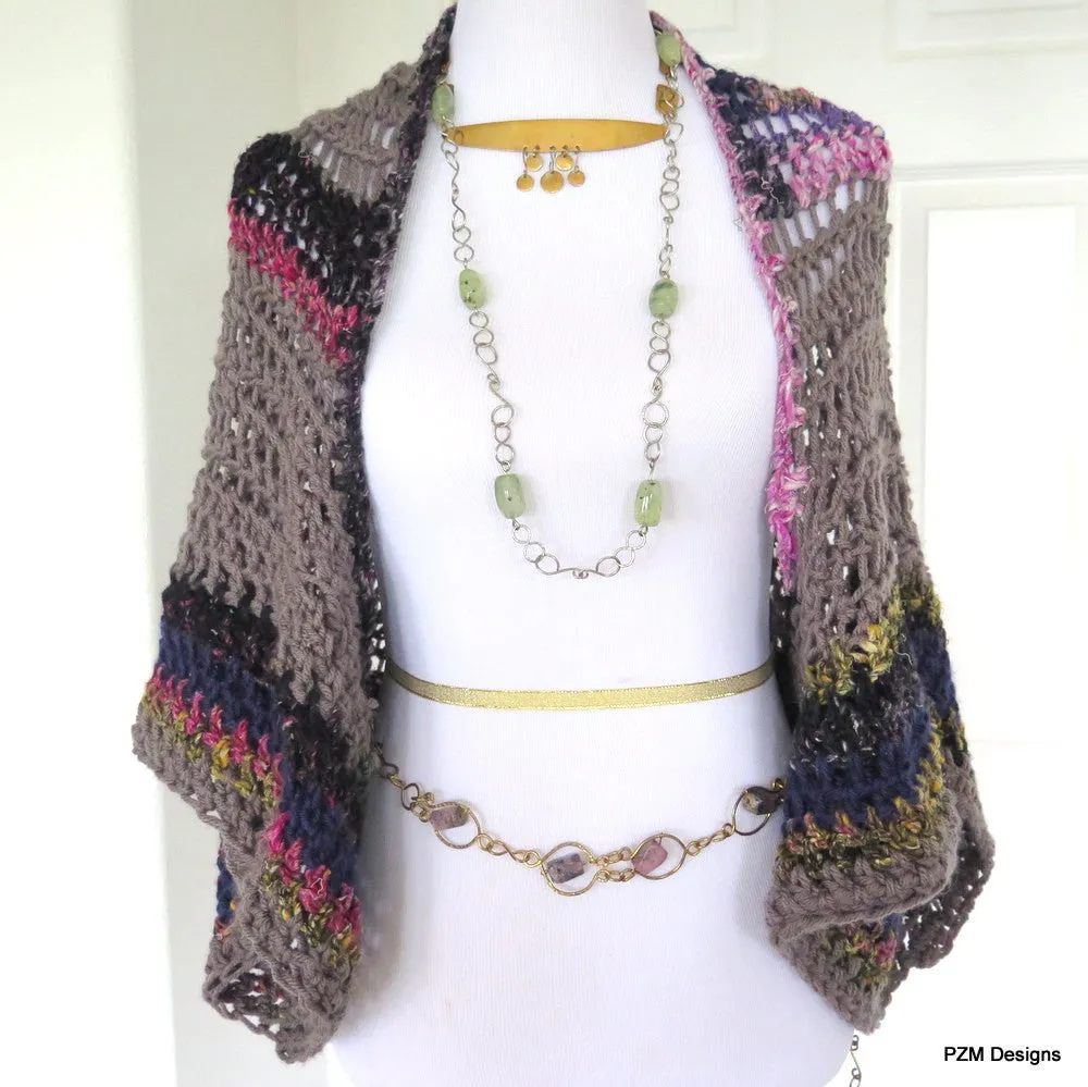 Large Crochet Shrug, Plus Size Layering Sweater