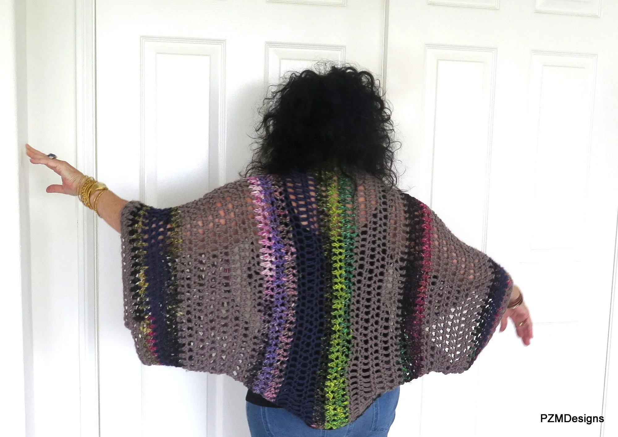 Large Crochet Shrug, Plus Size Layering Sweater