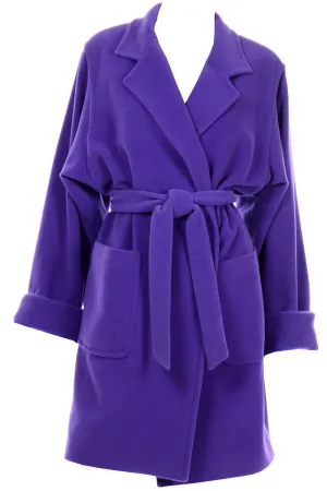 Louis Feraud Vintage Purple Wool Angora Trench Coat