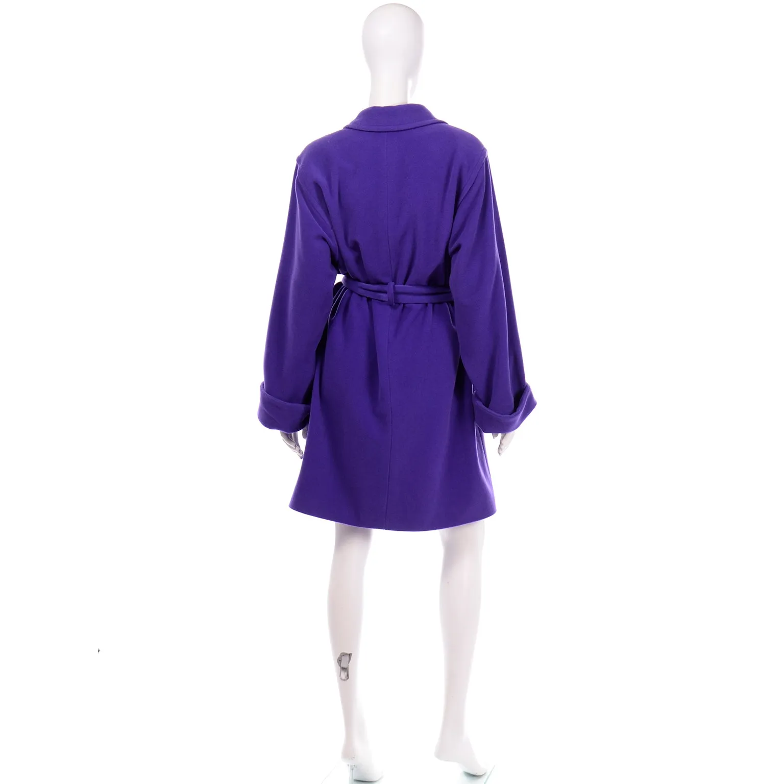 Louis Feraud Vintage Purple Wool Angora Trench Coat