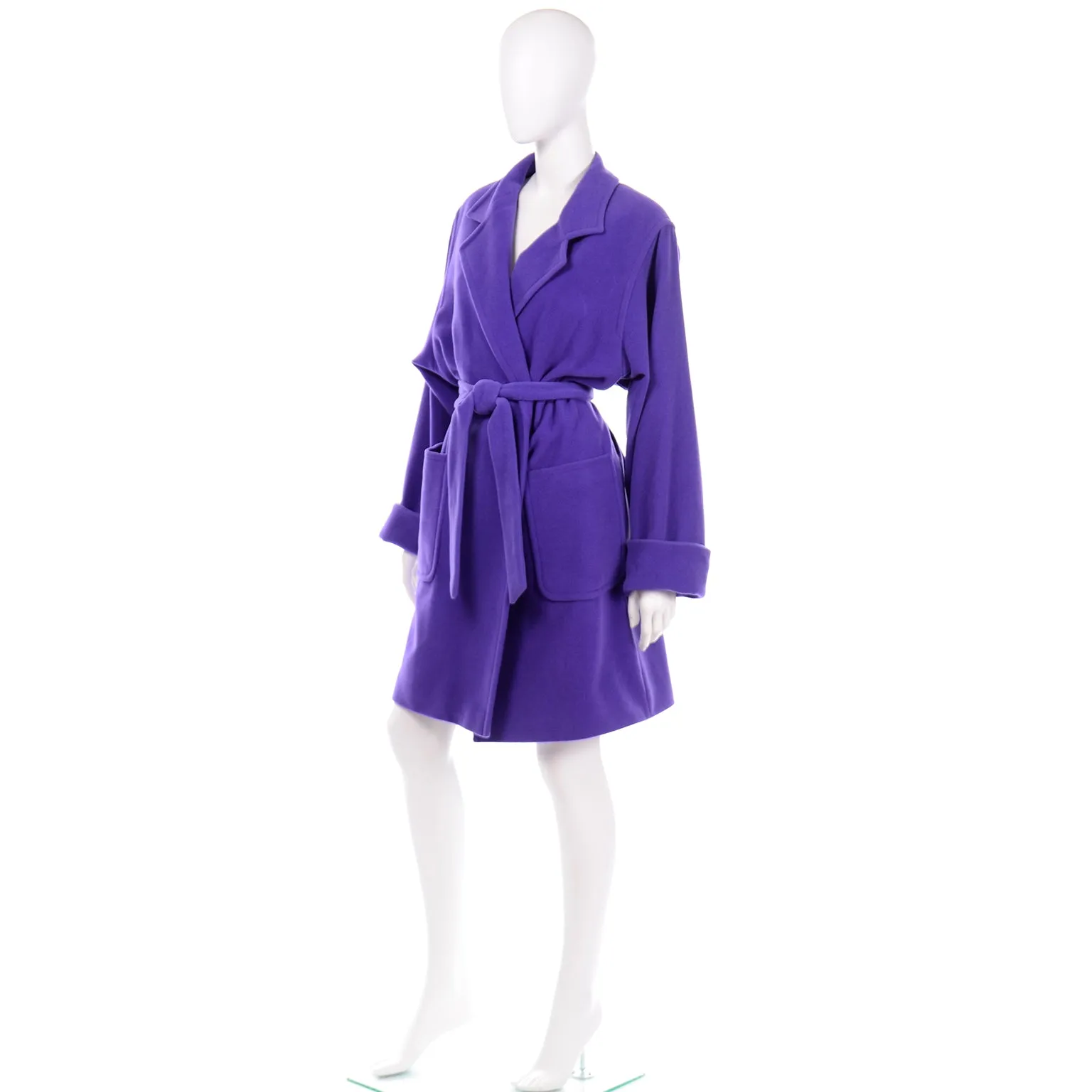 Louis Feraud Vintage Purple Wool Angora Trench Coat