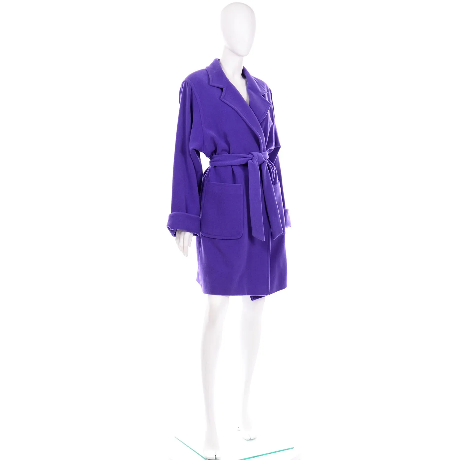 Louis Feraud Vintage Purple Wool Angora Trench Coat