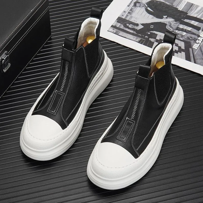 Men's Velvet Thick Sole Winter Boots with Mid-Heel