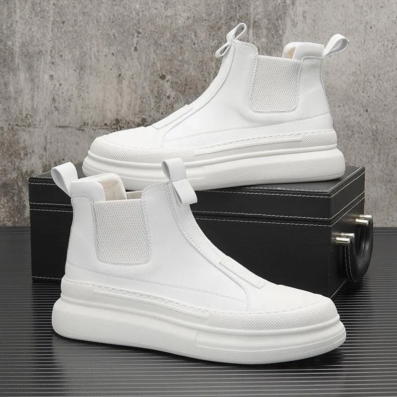 Men's Velvet Thick Sole Winter Boots with Mid-Heel