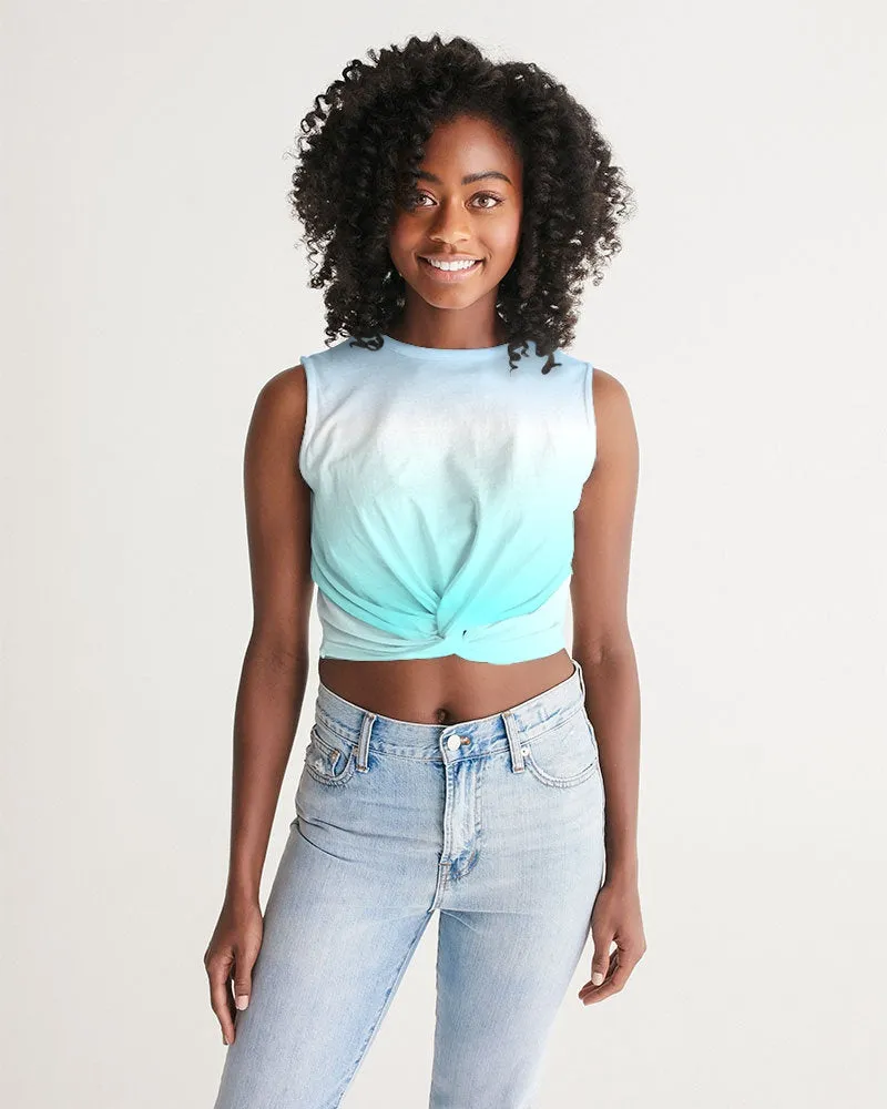 Ocean Blue Ombre Twist-Front Tank