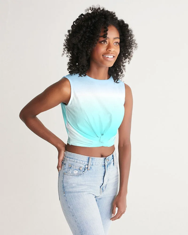 Ocean Blue Ombre Twist-Front Tank