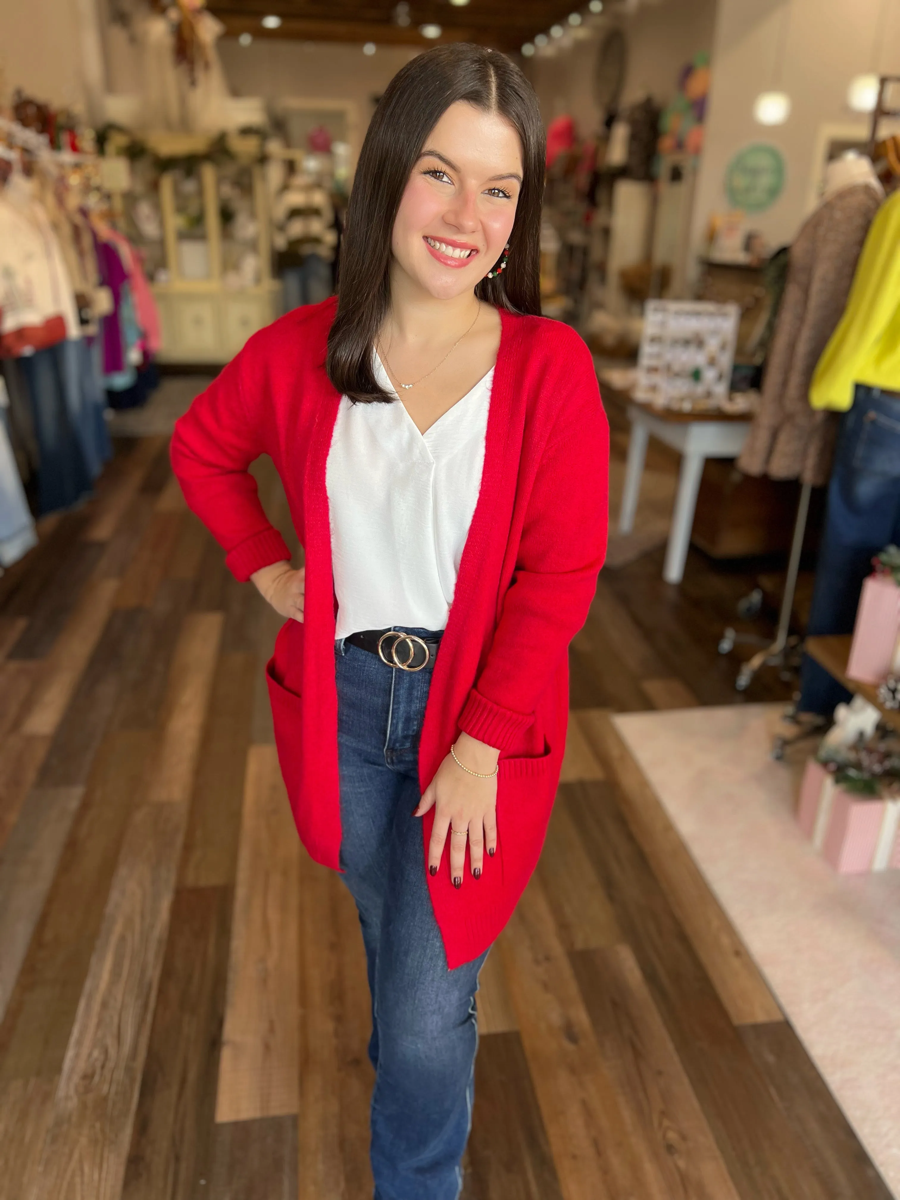 Open Front Cardigan with Pockets