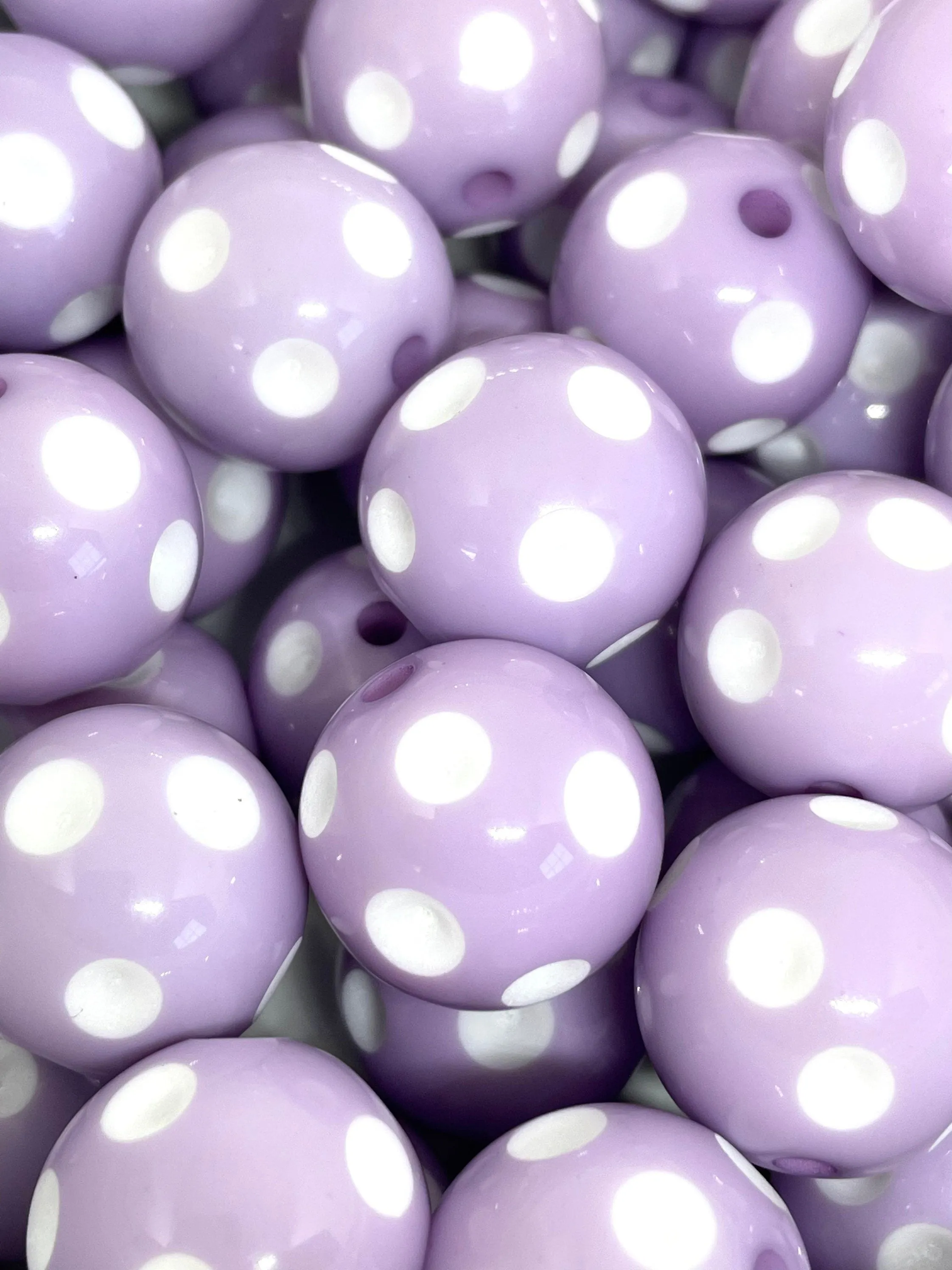 Pastel Pink and Purple Polka Dot Bead Set for Jewelry Making, Chunky Bead Assortment, 20mm Beads, Gumball Beads, Bubblegum Beads