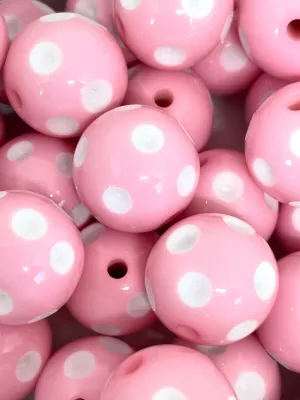 Pastel Pink Polka Dot Beads, Chunky Pink Beads, 20mm Beads for Jewelry Making, Chunky Necklace, Chunky Jewelry, Pink Bubblegum Beads