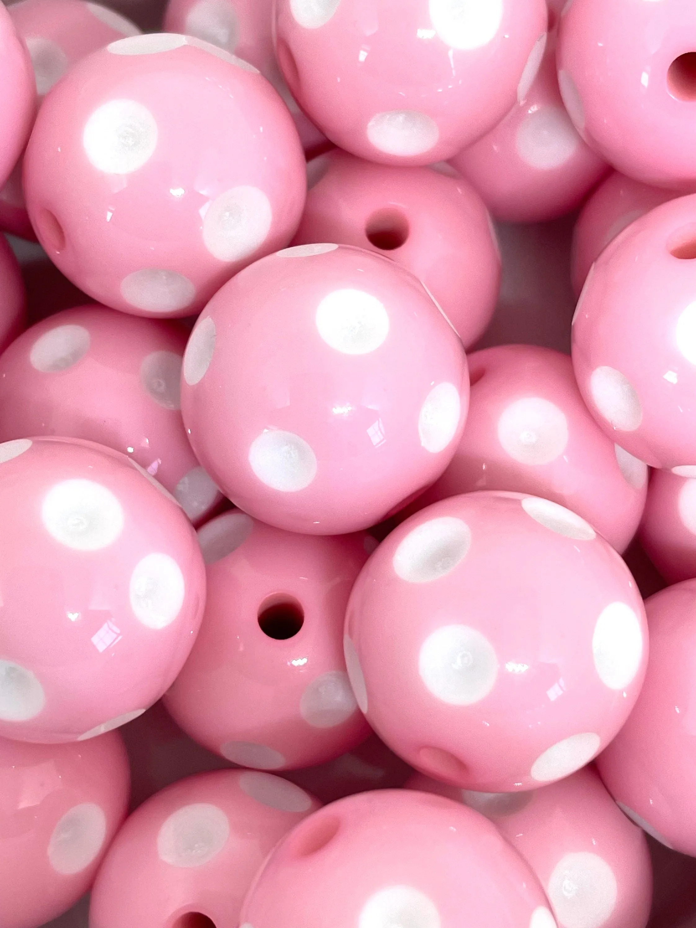 Pastel Pink Polka Dot Beads, Chunky Pink Beads, 20mm Beads for Jewelry Making, Chunky Necklace, Chunky Jewelry, Pink Bubblegum Beads