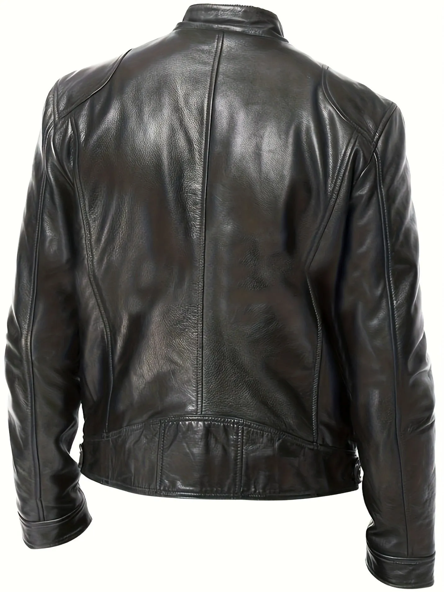Plus Size Men's Fashionable PU Leather Locomotive Jacket - Stylish Winter Wear with Cool Design, Soft Interior, and Adjustable Cuffs - Fall and Winter Essential for Men's Clothing