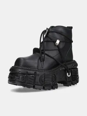 Short Platform Dark Metal Punk Boots Lace-up