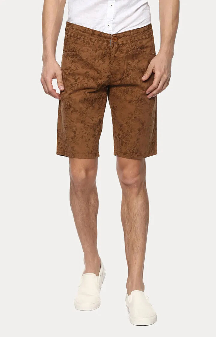 Spykar Men Brown Cotton Slim Fit Casual Shorts