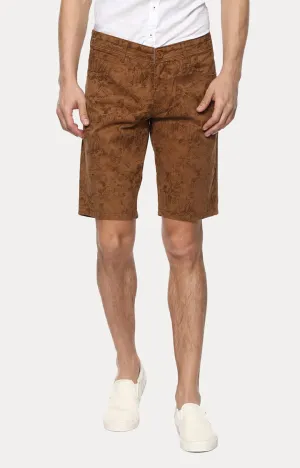 Spykar Men Brown Cotton Slim Fit Casual Shorts