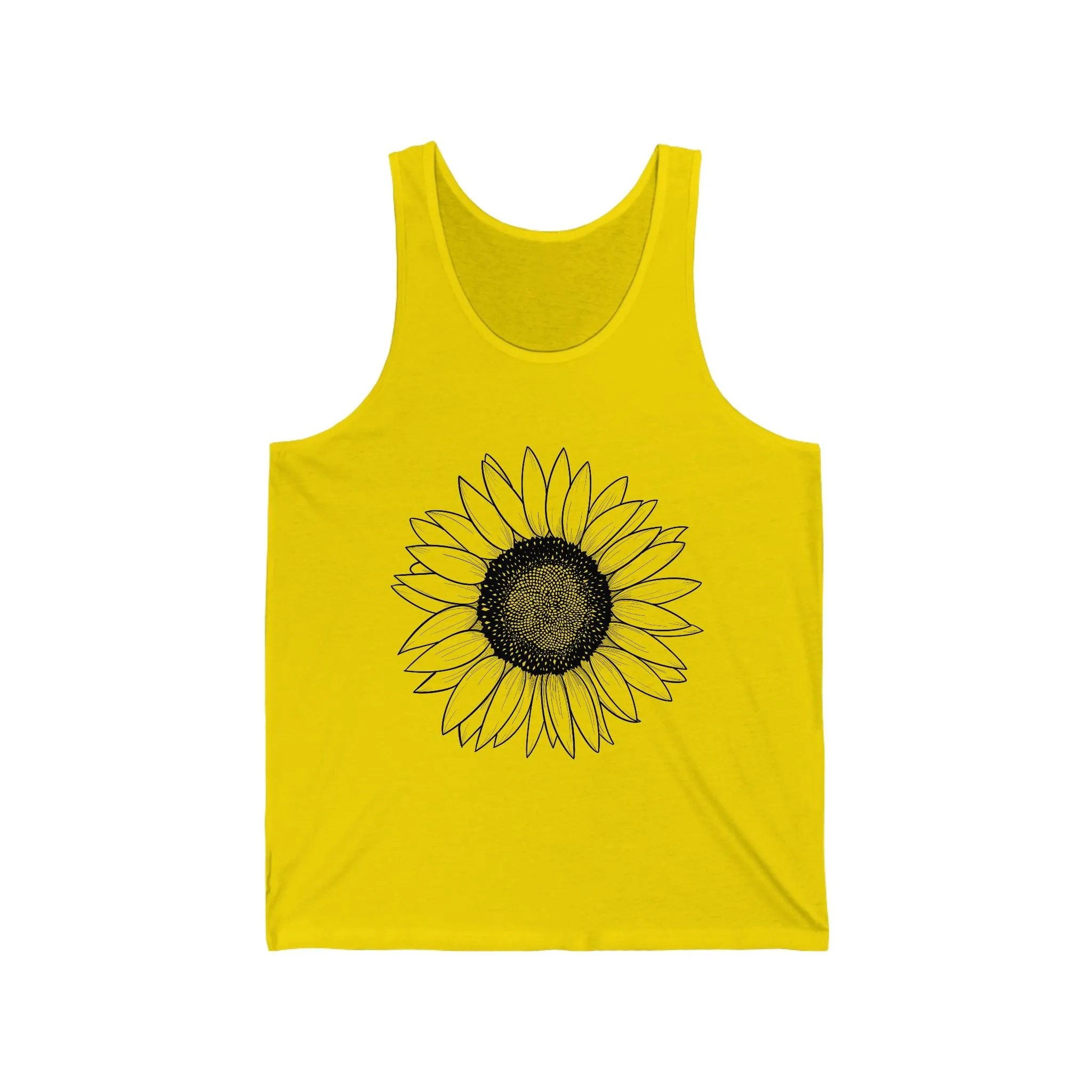 Sunflower Illustration 100% Cotton Unisex Jersey Tank
