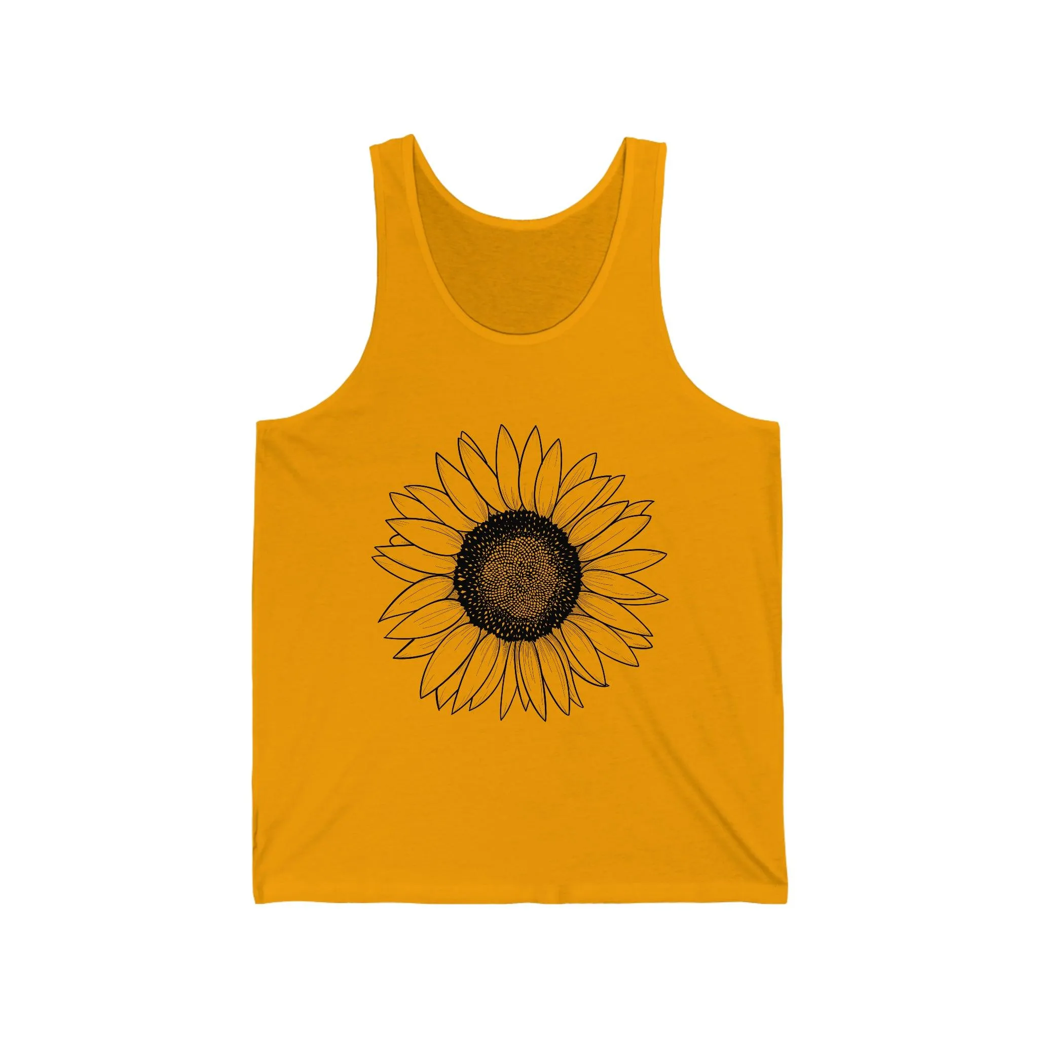 Sunflower Illustration 100% Cotton Unisex Jersey Tank
