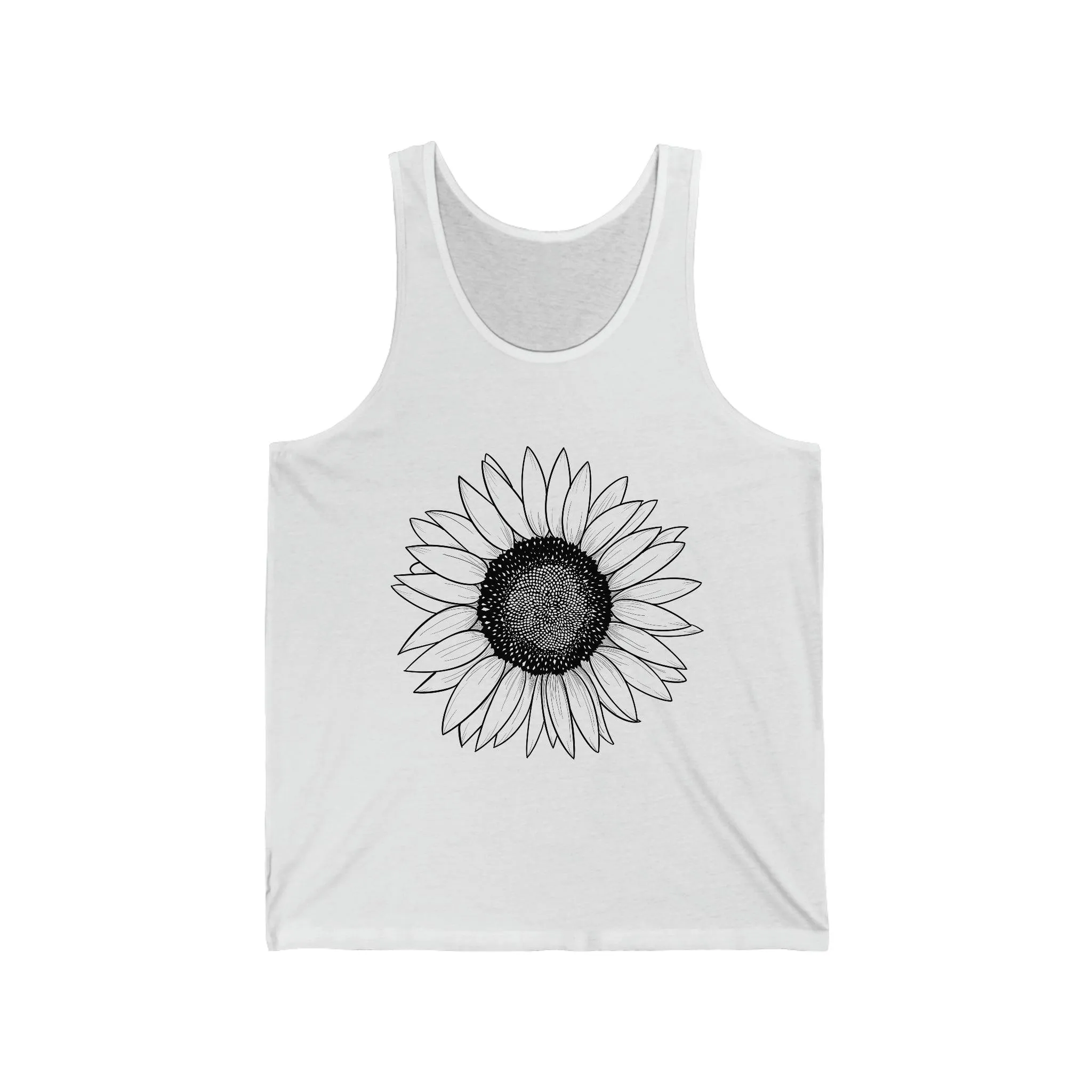 Sunflower Illustration 100% Cotton Unisex Jersey Tank