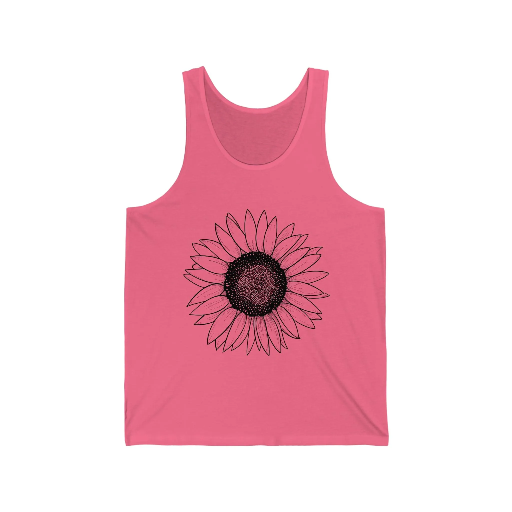Sunflower Illustration 100% Cotton Unisex Jersey Tank