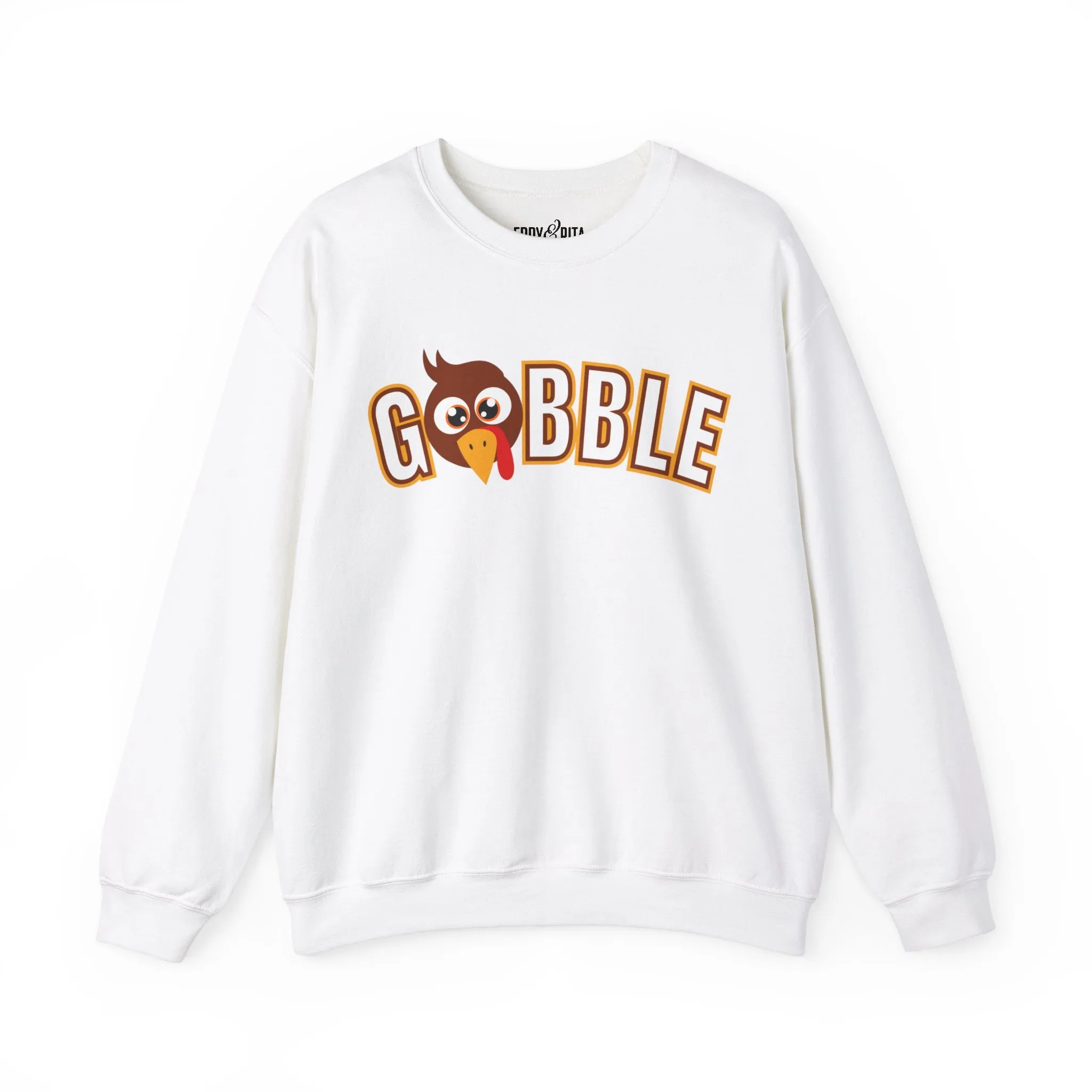 Women's Heavy Sweatshirt – "Gobble, Gobble, Gobble" Fun Thanksgiving Graphic Sweatshirt