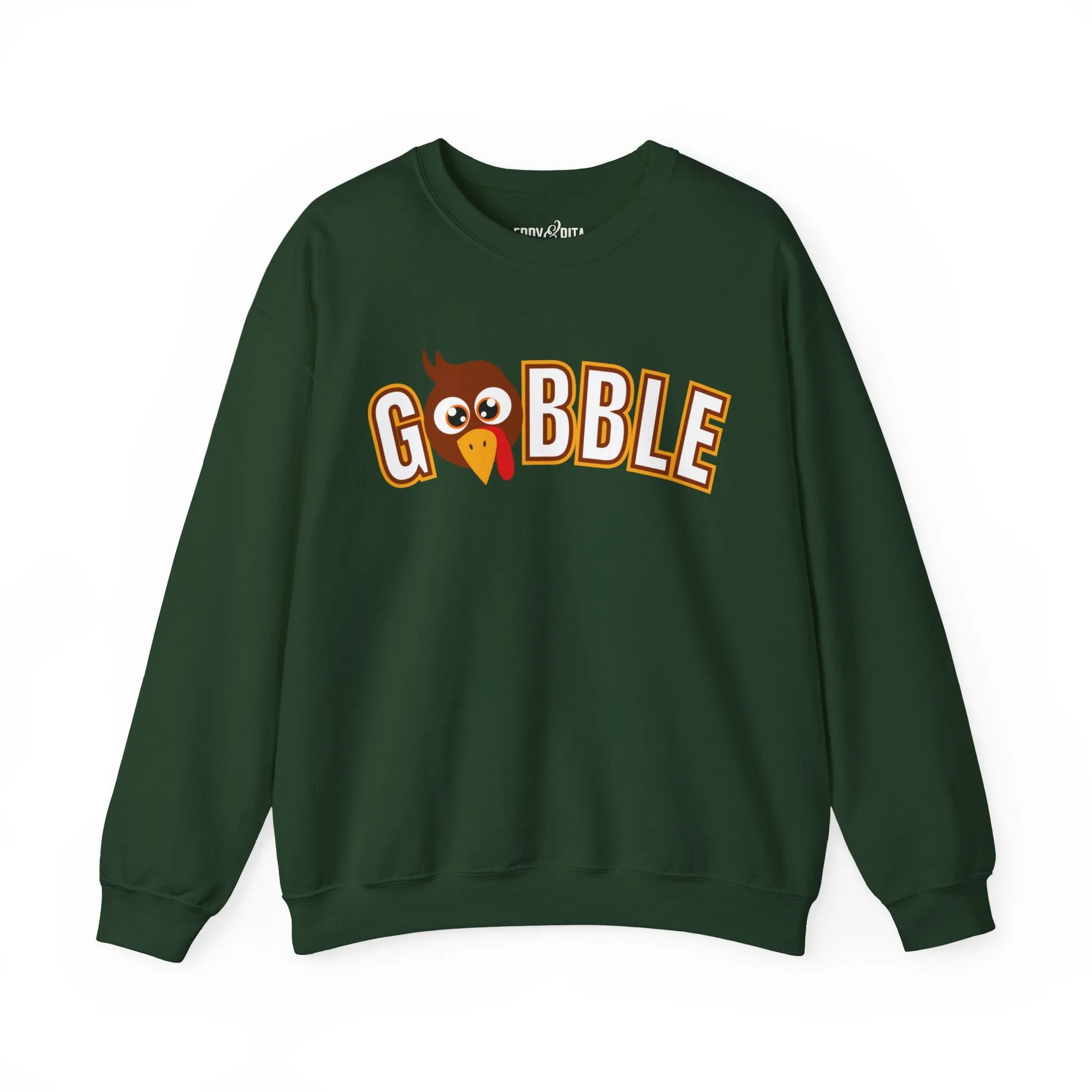 Women's Heavy Sweatshirt – "Gobble, Gobble, Gobble" Fun Thanksgiving Graphic Sweatshirt