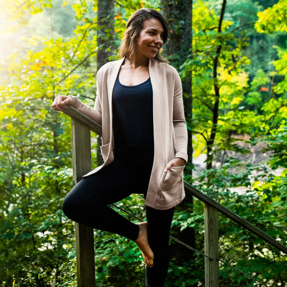 Women's Thermal Fleece Cardigan - Light Grey