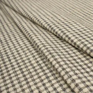 Wool Suiting Medium to Heavy Weight Design-54 Cream & Latte Checks